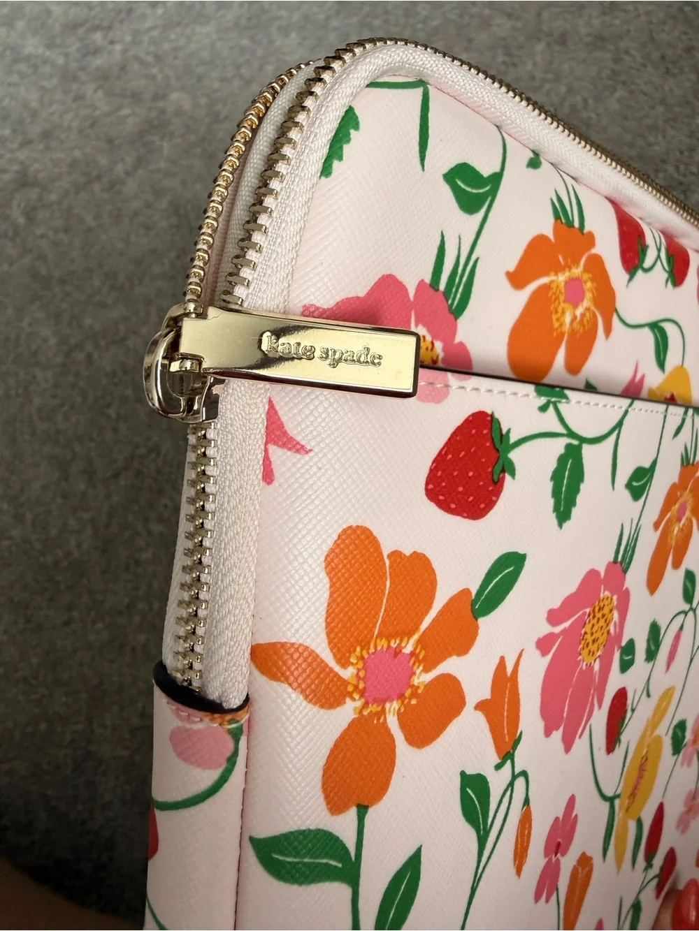 kate spade Pink Floral Laptop Sleeve with Yellow & Green Accents